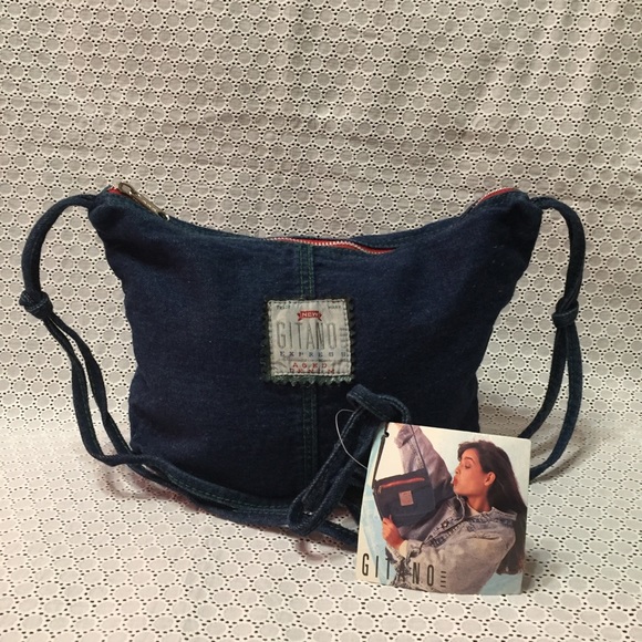 Vintage Handbags - GITANO Vintage VTG 80s Express Aged Denim Jean Purse